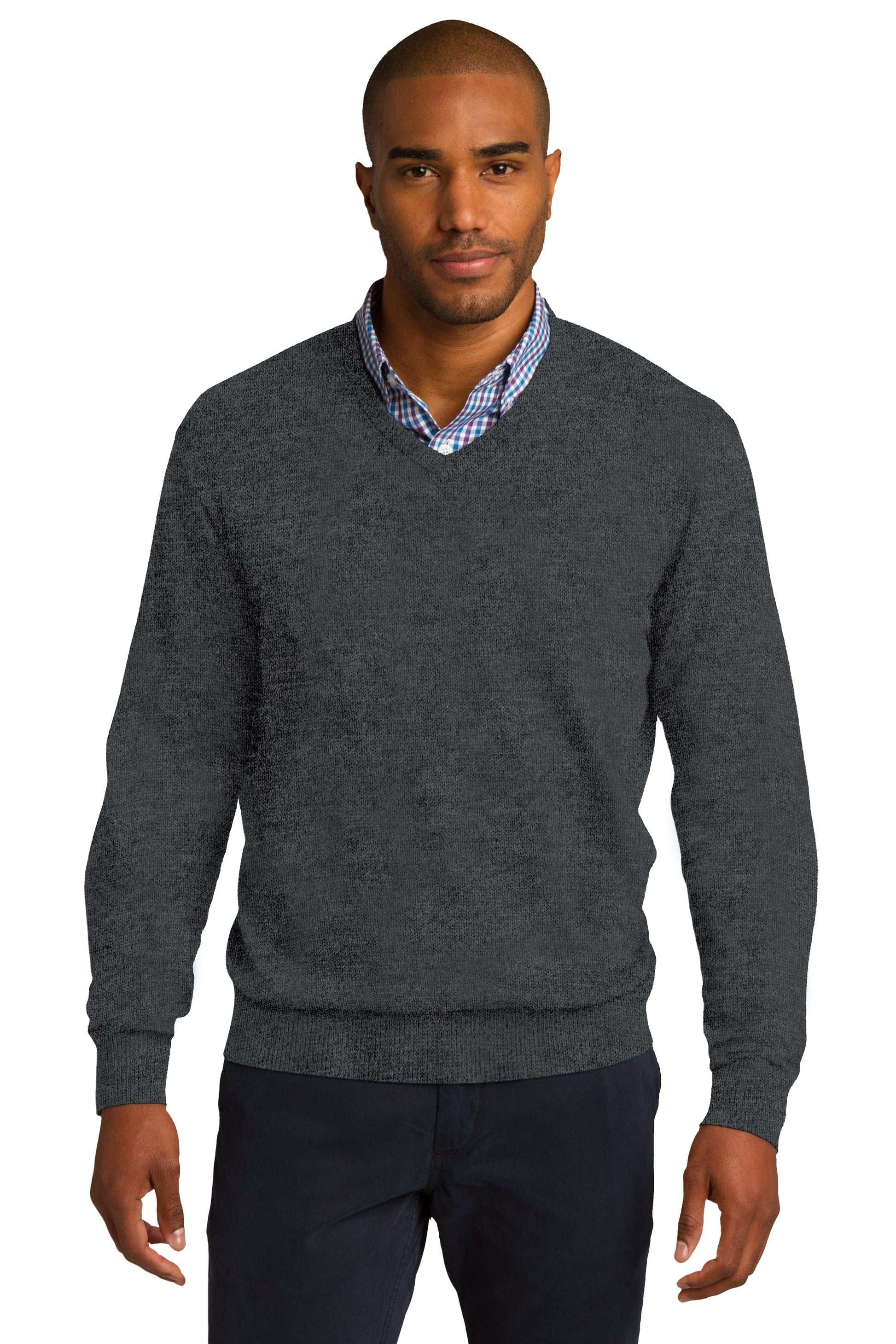 FORtheFIT mens-short-jacket charcoal / Extra-Small Men's Fine Gauge V-Neck Sweater - Navy & Black