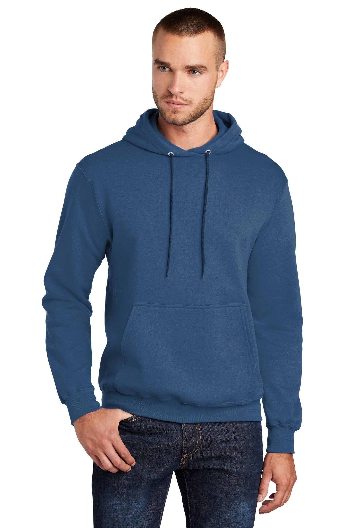 FORtheFIT mens-short-jacket Neptune Blue / X-Small Short Men's Premium Fleece Pullover Hoodie Sweatshirt - 4 Colors *NEW*