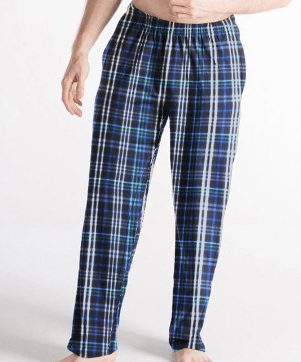 FORtheFIT mens-tall-pajama Men's Tall Length Pajama Bottom: Cotton Broadcloth, Classic Plaid (Green/Blue) - DISCONTINUED