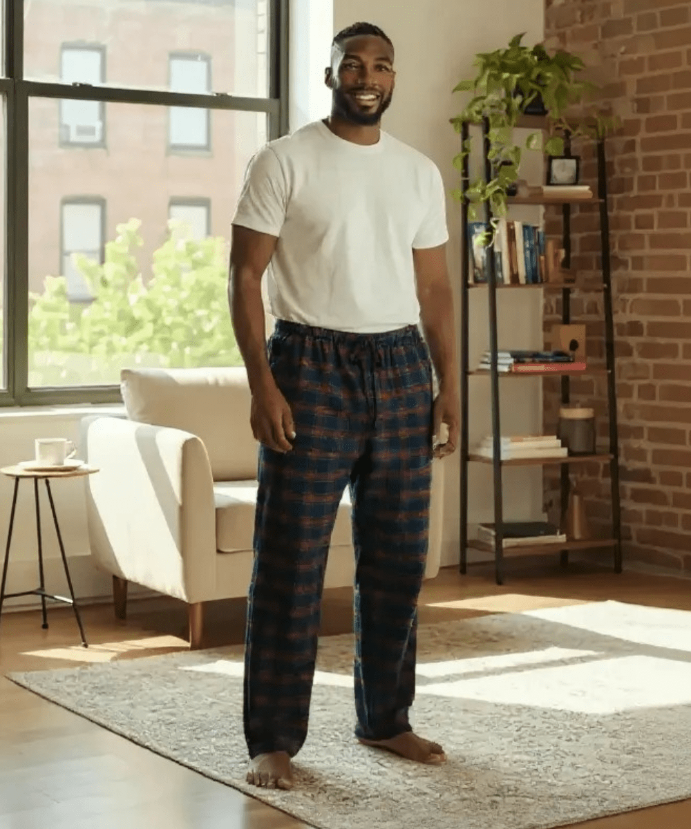 Tall Men's Pajama Bottom: Flannel, Plaid Colors Available Tall Lengths
