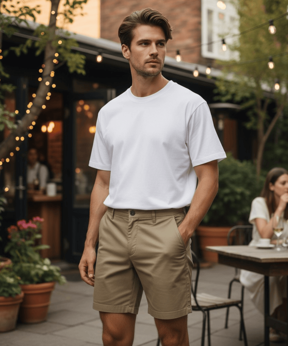 dress to impress men shorts New 'JEFF' Short Rise Men's Shorts, Soft Stretch Twill - Khaki 40 / Short