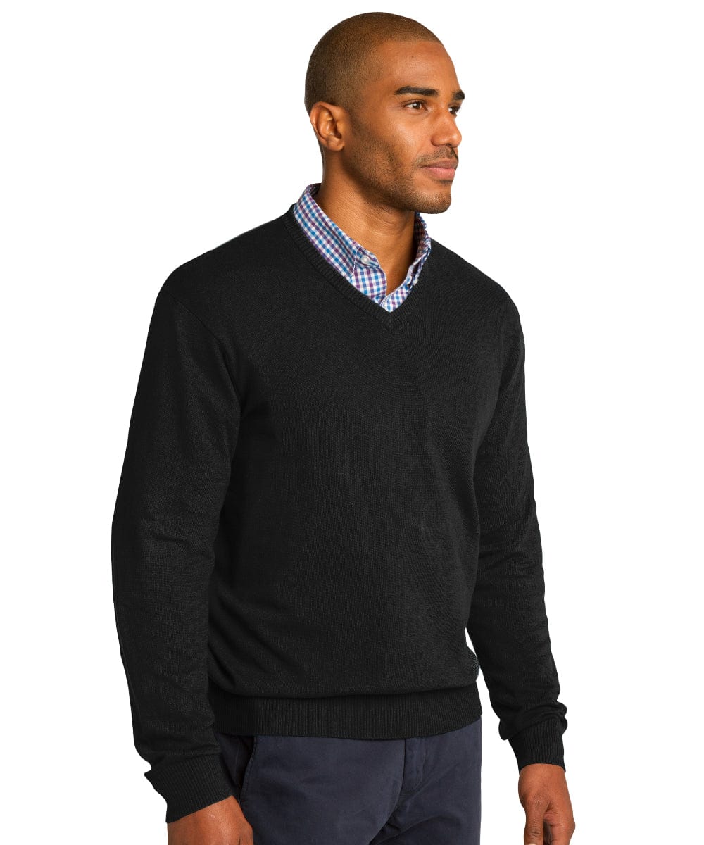 FORtheFIT mens-short-jacket Men's Fine Gauge V-Neck Sweater - Navy & Black