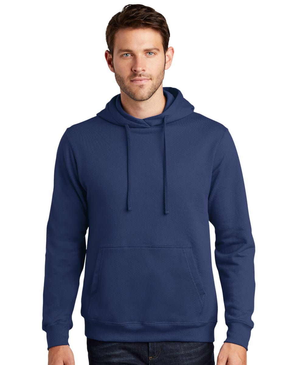 Short Men's Premium Fleece Pullover Hoodie Sweatshirt - Navy & Heather –