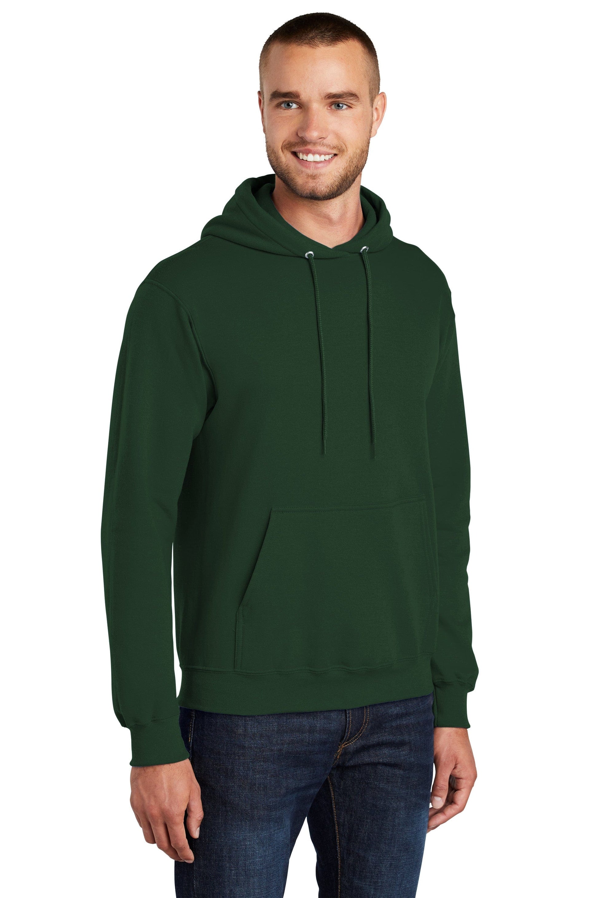 FORtheFIT mens-short-jacket Forest / X-Small Short Men's Premium Fleece Pullover Hoodie Sweatshirt  - Green & Heathered Gray (Discontinued Color)