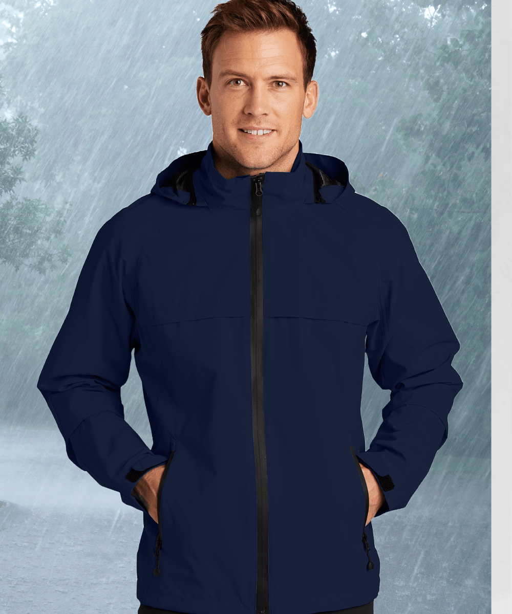 FORtheFIT mens-short-jacket Navy / Extra-Small NEW Men's Packable, Hooded Waterproof Rain - 3 Colors Available, Size XS to M
