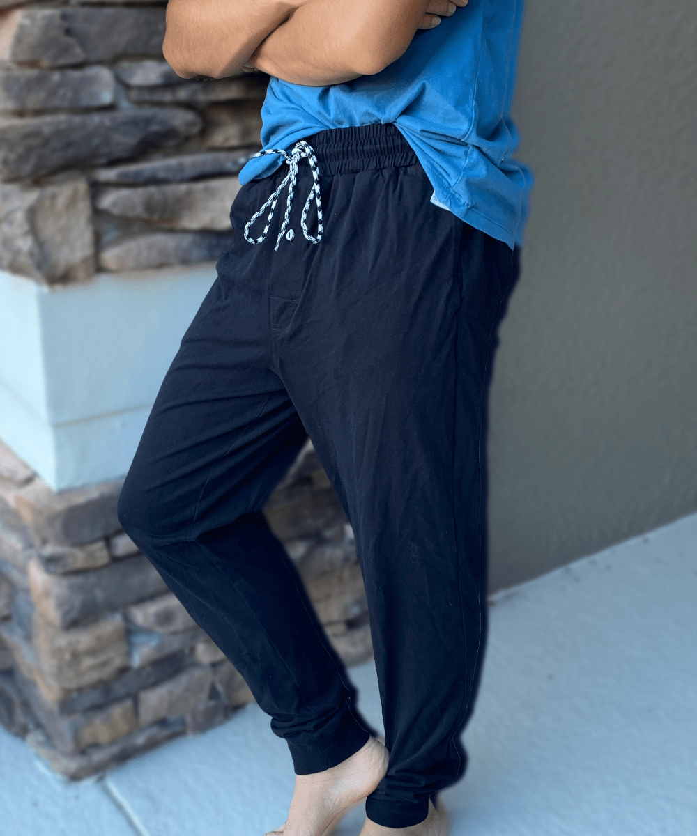 FORtheFIT mens-short-pajama NEW, Short Men's Jogger Sleep Pant , 100% Cotton Jersey Knit Pajama Bottom