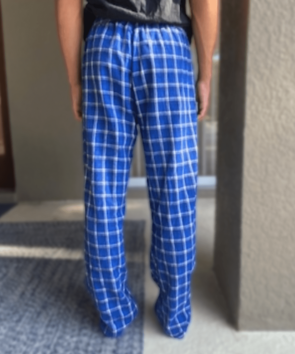 NEW, Short Men's Royal Blue Plaid Flannel Pajama Bottoms –