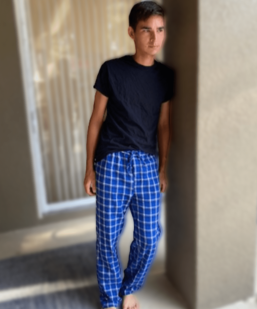 NEW, Short Men's Royal Blue Plaid Flannel Pajama Bottoms –