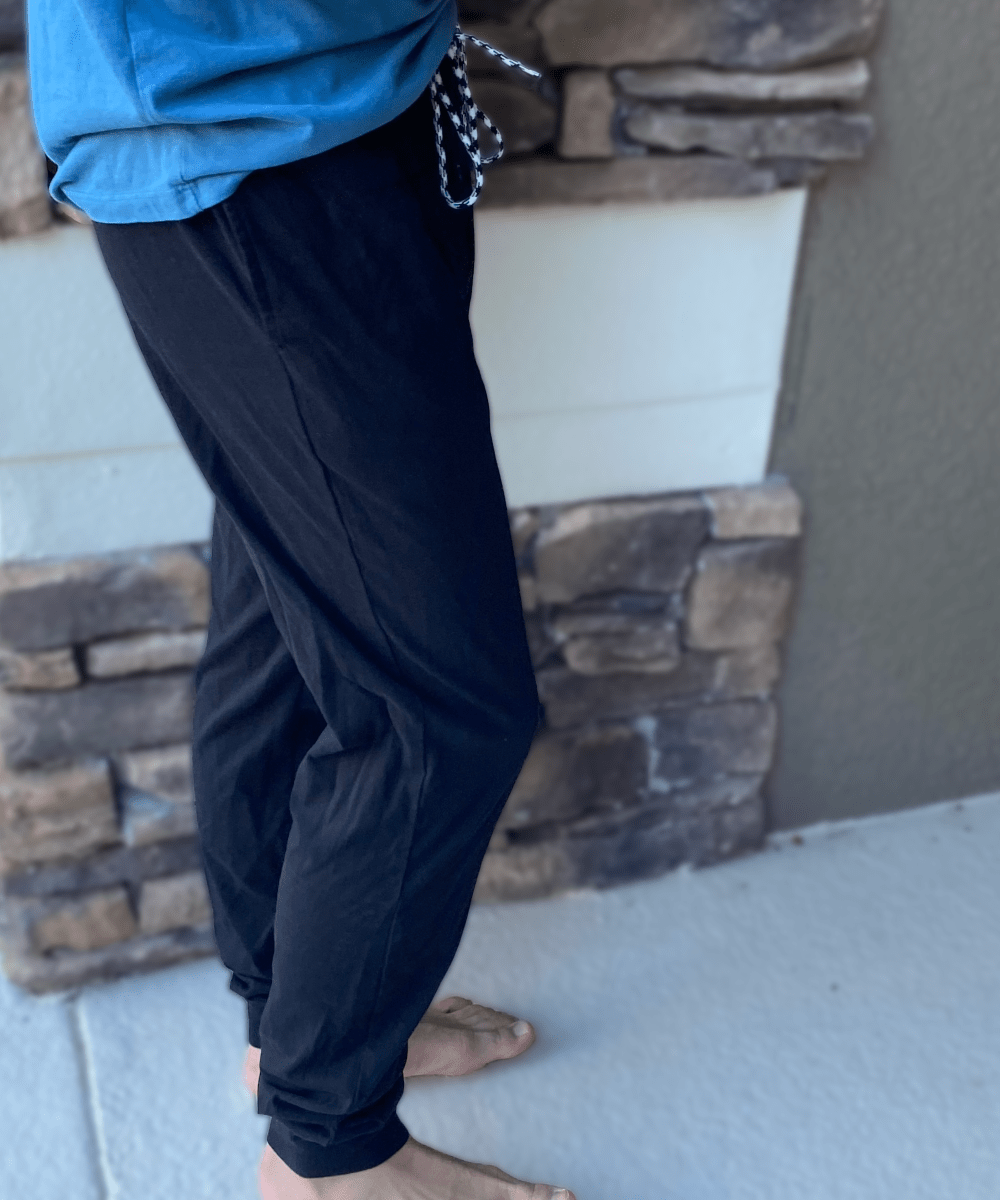 Men's Cotton Lounge Pants in Blue Check | Savile Row Co