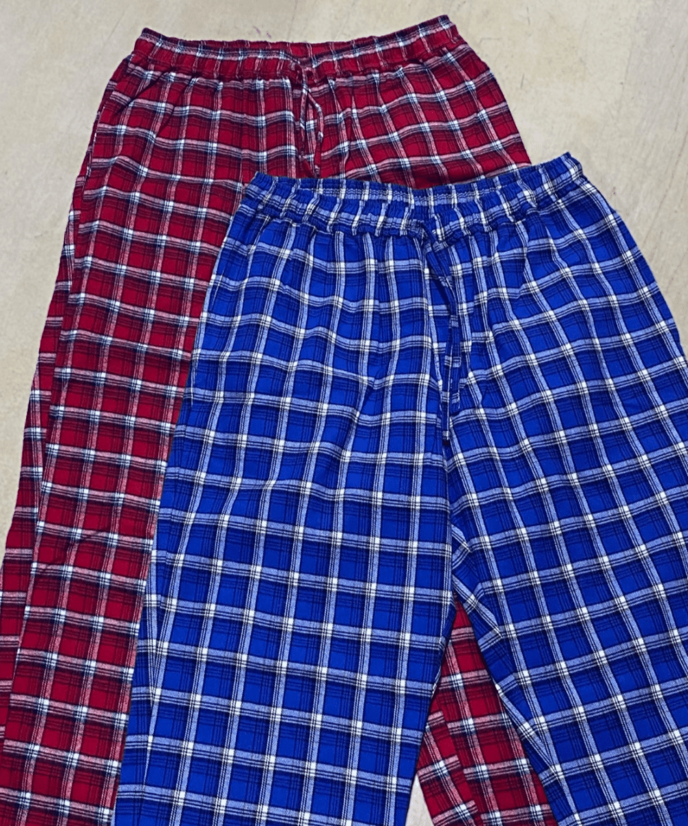 NEW, Short Men's Royal Blue Plaid Flannel Pajama Bottoms - Small / X-Short  - 26/27 / Royal Blue Plaid
