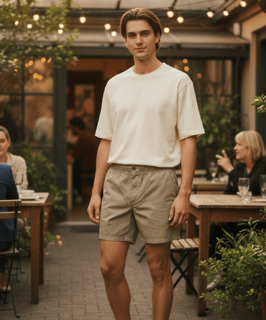 FORtheFIT mens-short-shorts Small 'REILLY 2.0' Short Rise Men's 6" Twill Shorts: Elastic Waist plus Drawstring & Zip Fly - DISCONTINUED