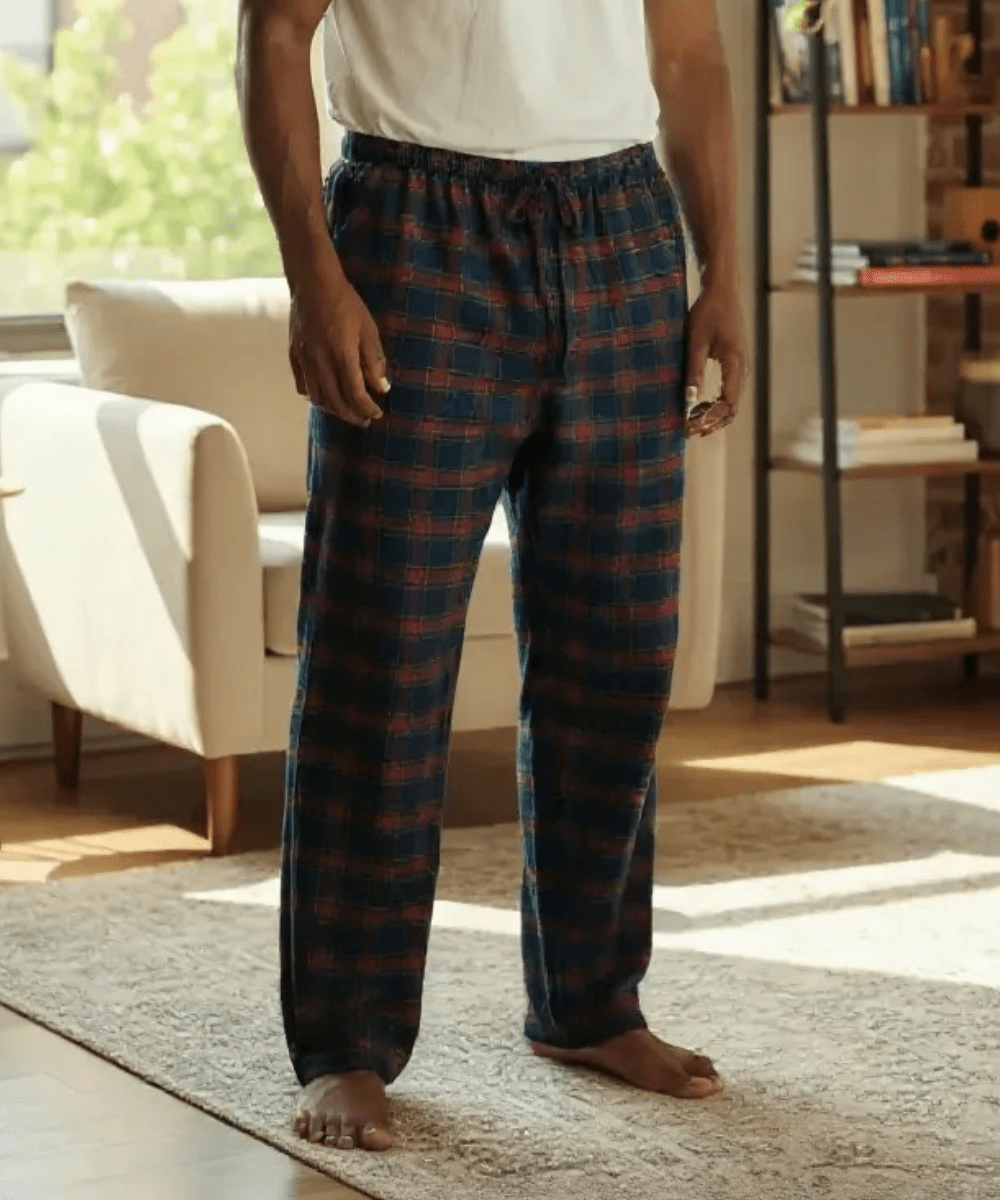FORtheFIT mens-tall-pajama Small / Reg - 33/34" / Navy Plaid Tall Men's Premium Plaid Flannel Pajama Bottom, *NEW* 4 Colors Available