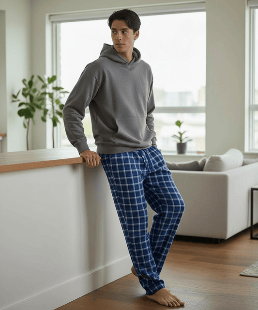 FORtheFIT mens-tall-pajama Small / Reg - 33/34" / Royal Blue Plaid Tall Men's Premium Plaid Flannel Pajama Bottom, *NEW* 4 Colors Available