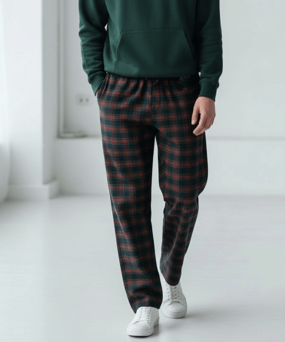 FORtheFIT mens-tall-pajama Tall Men’s Blue Plaid Flannel Pajama Bottoms – Long Inseams