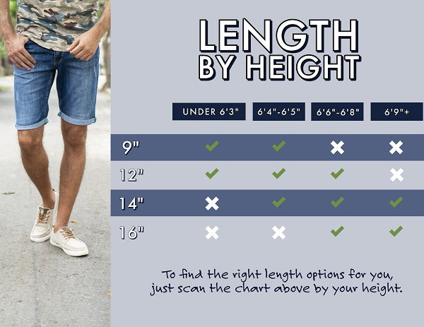 Tall mens shorts_learn the right length for your height_informational chart_forthefit