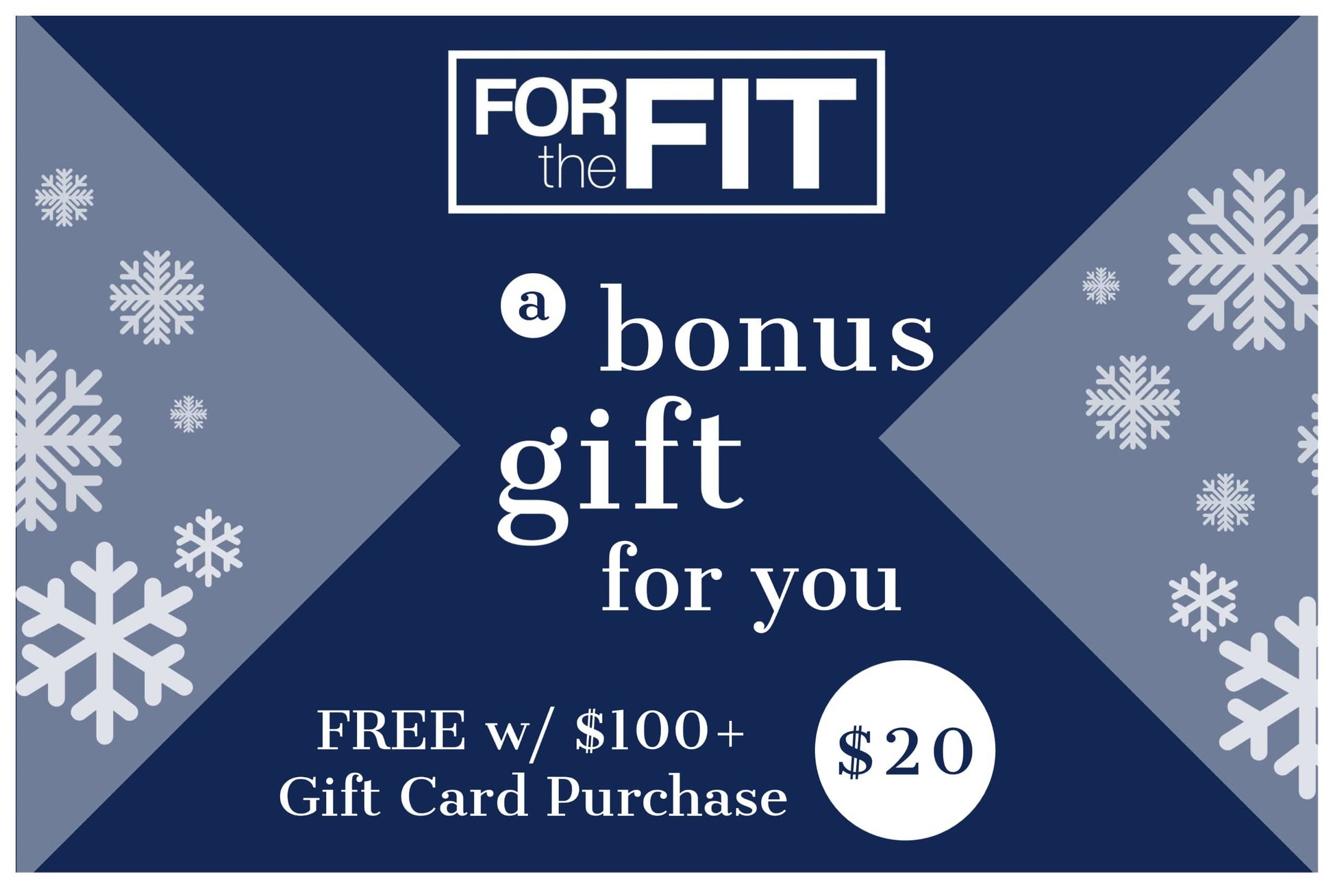 FORtheFIT gift card 20 FORtheFIT Holiday $20 Bonus Card  -Free w/Purchase of Gift Card $100+