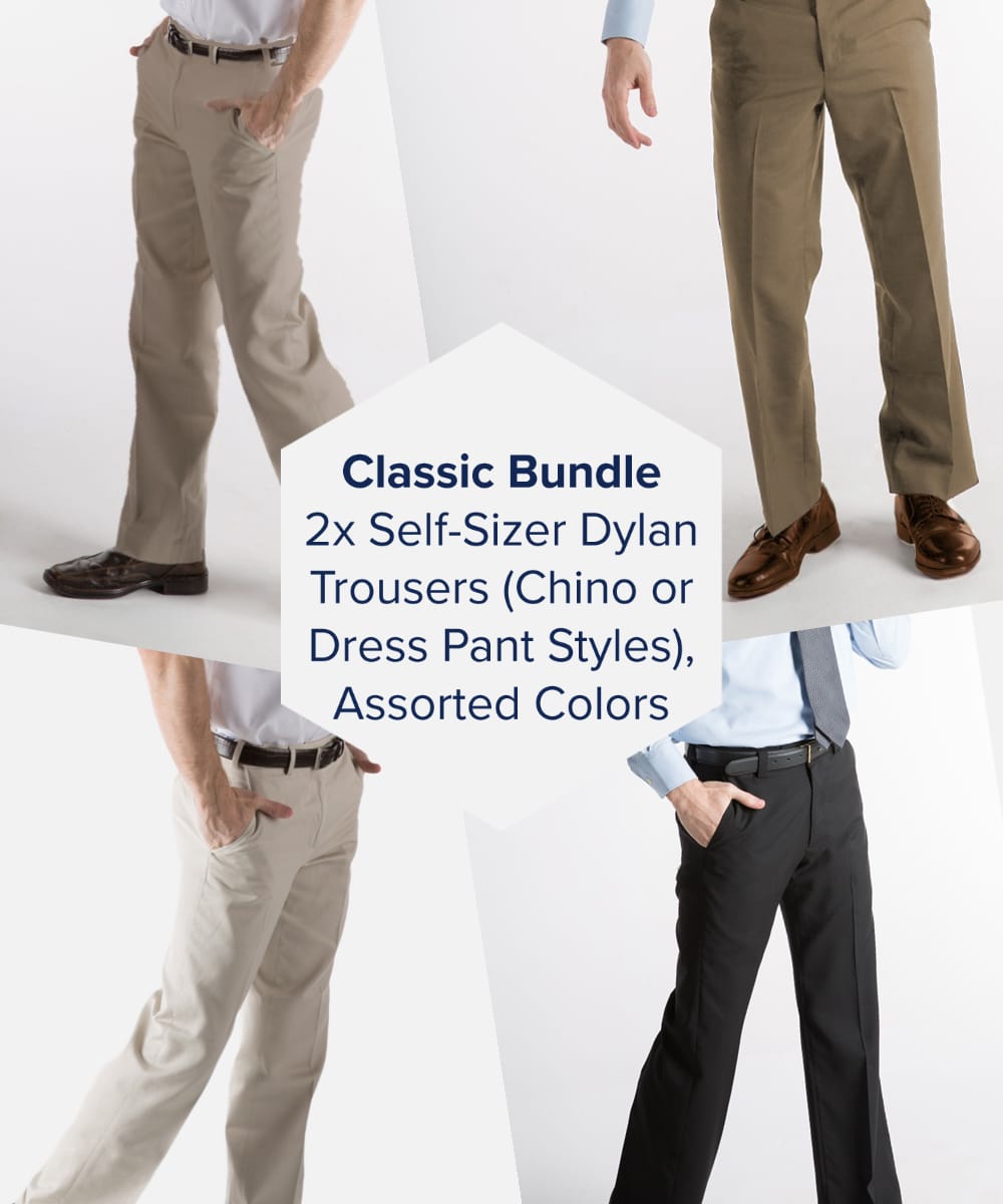 FORtheFIT mens-short-athletic Classic Dylan - Self-Sizer - 2 pair / 34 x 26 NEW: Bundle and Save 20% on 2 pair Sets of Chinos & Dress Pants (You Choose the Size & Style, We choose the Colors)