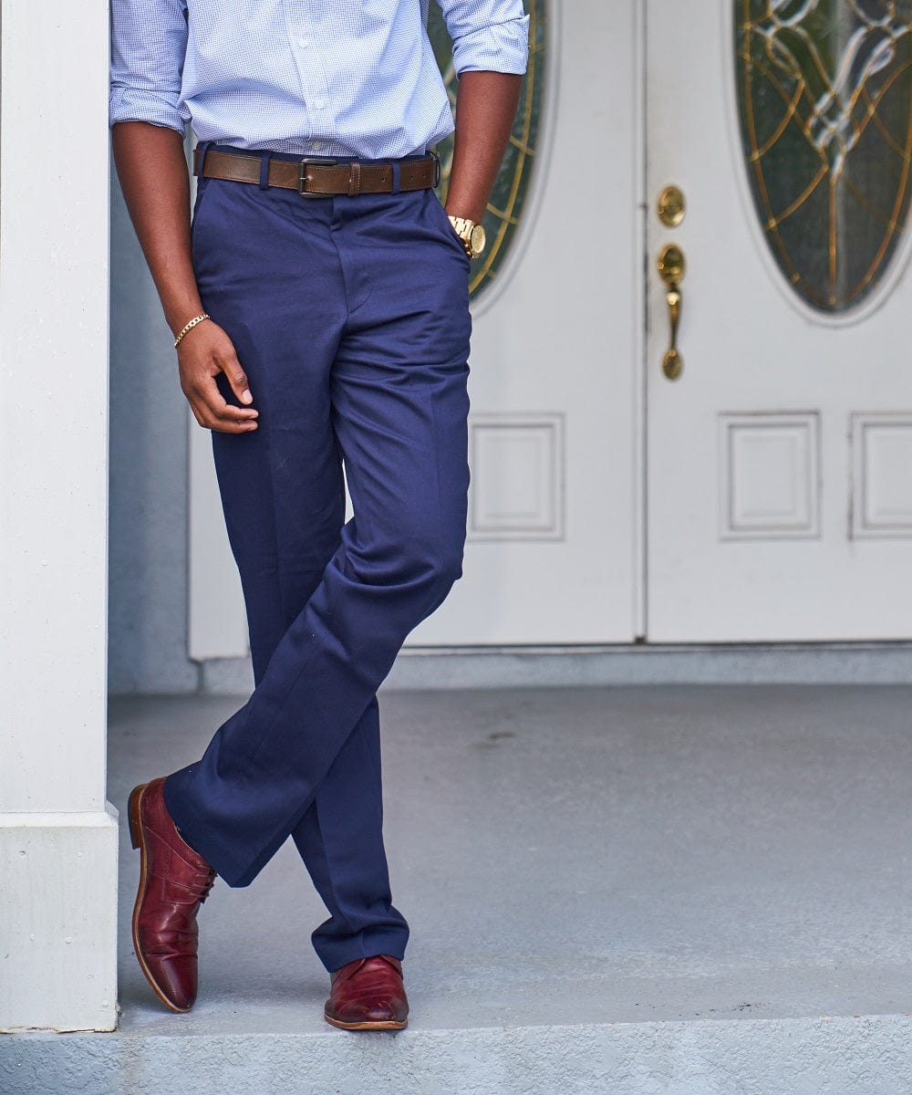 Textured Business Suit Pants - Denim Blue | Charles Tyrwhitt