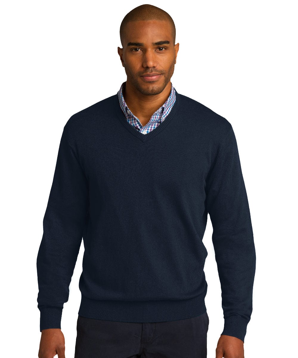 FORtheFIT mens-short-jacket Men's Fine Gauge V-Neck Sweater - Navy & Black