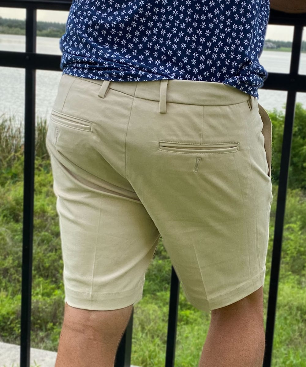 dress to impress men shorts New 'JEFF' Short Rise Men's Shorts, Soft Stretch Twill - Khaki 40 / Short