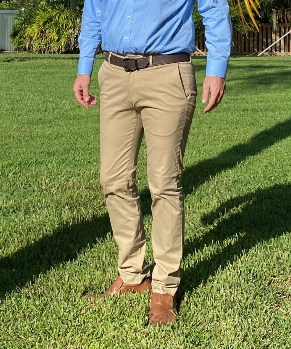 ForTheFit Charlie' Tall Men's Stretch Cotton Twill Chinos - Tailored / Slim Fit - FINAL SALE Sand / 38 / 38 ForTheFit Charlie' Tall Men's Stretch Cotton Twill Chinos - Tailored / Slim Fit - FINAL SALE Sand / 38 / 38