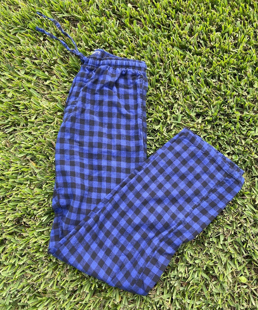 FORtheFIT mens-tall-pajama Tall Men's Pajama Bottom: Flannel, Blue/Black Checks
