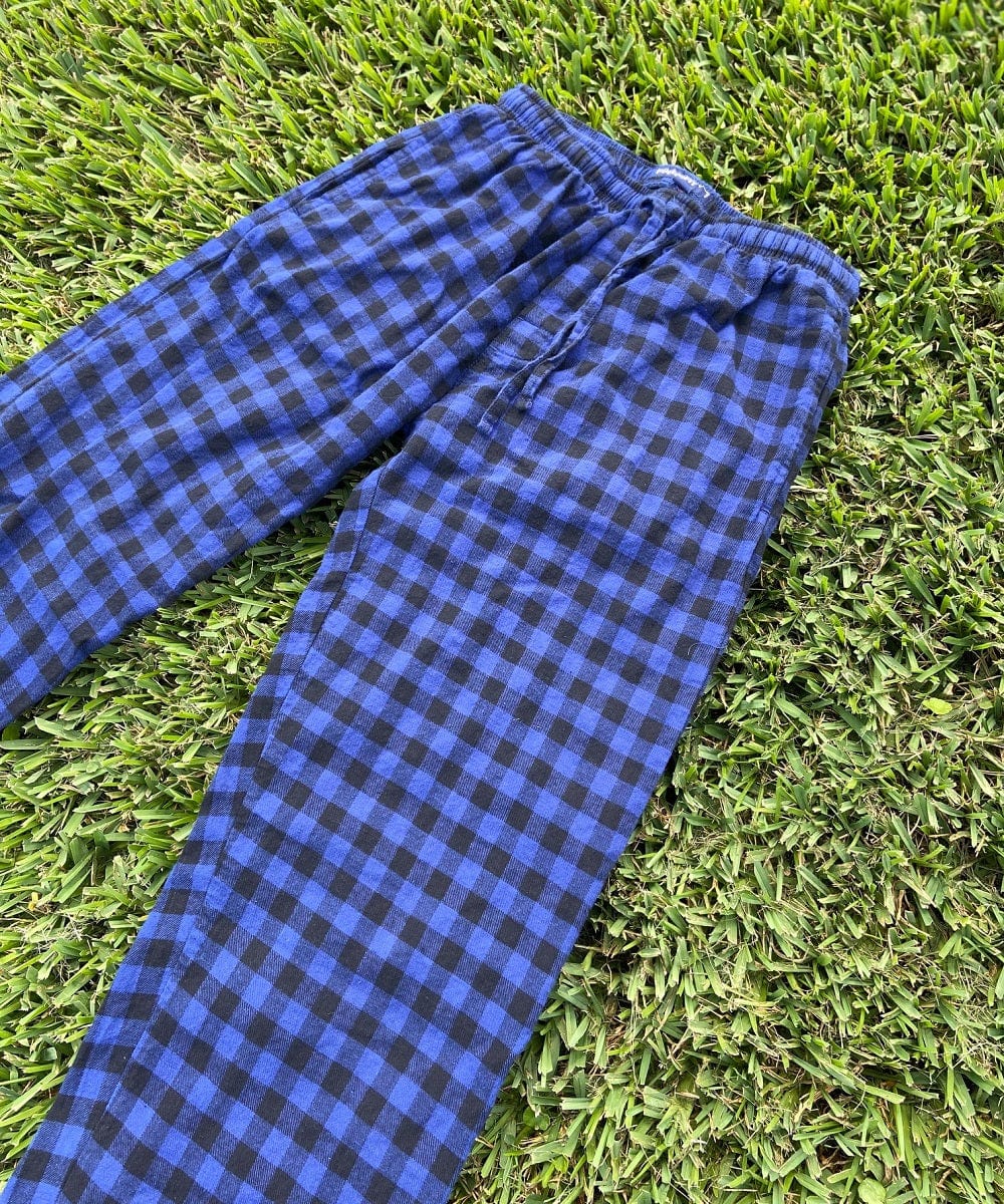 FORtheFIT mens-tall-pajama Tall Men's Pajama Bottom: Flannel, Blue/Black Checks