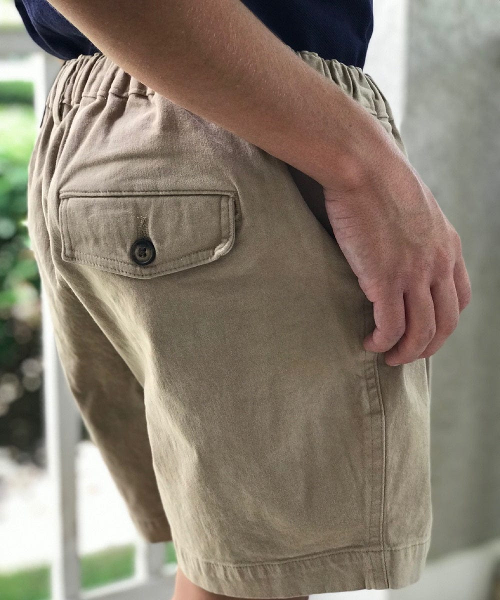 FORtheFIT mens-tall-shorts Large 'REILLY' Tall Men's Shorts: Elastic Waist, Stretch Cotton Twill - Khaki - Only Sz Small and Medium remain - FINAL SALE