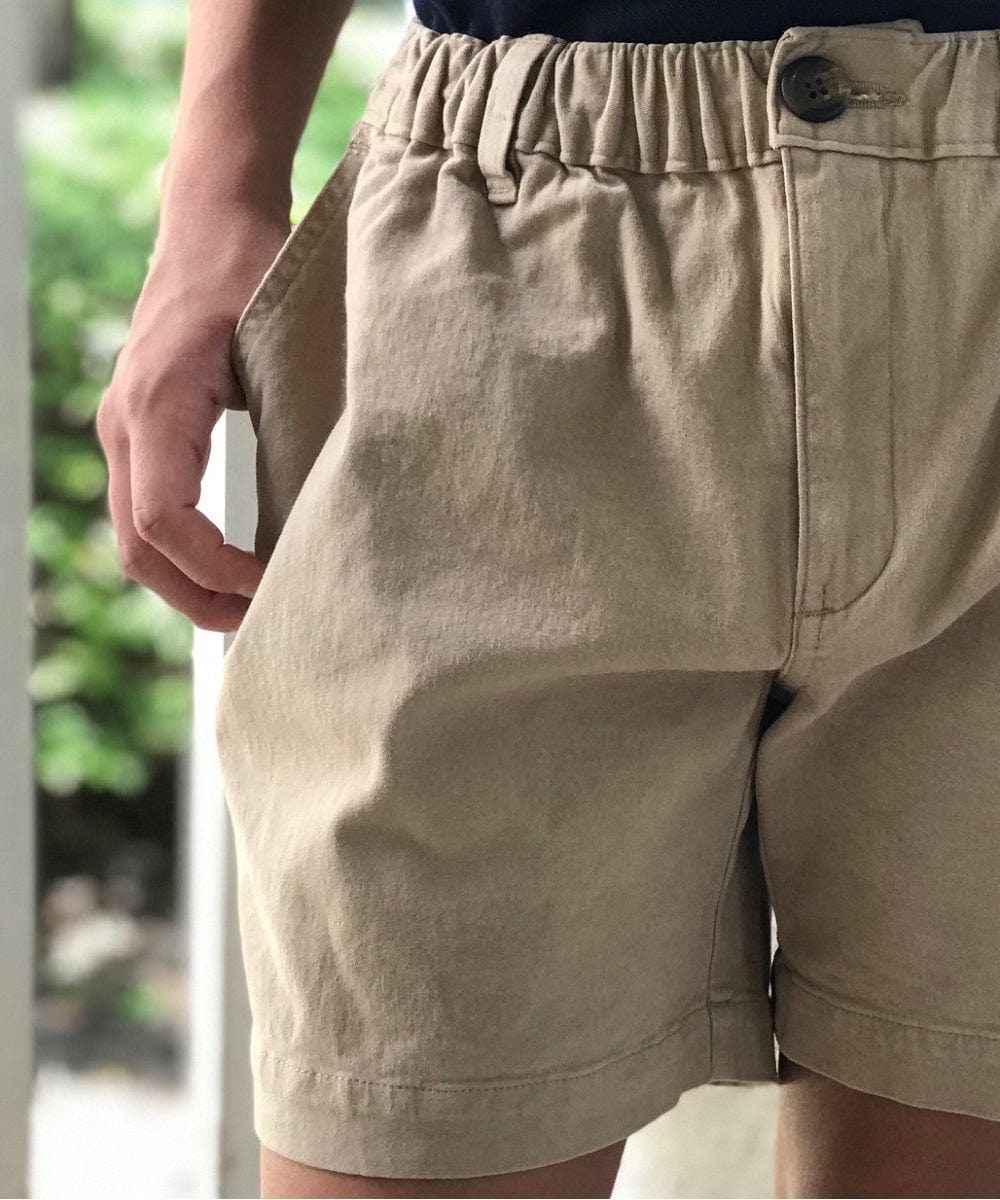 FORtheFIT mens-tall-shorts 'REILLY' Tall Men's Shorts: Elastic Waist, Stretch Cotton Twill - Khaki - Only Sz Small and Medium remain - FINAL SALE
