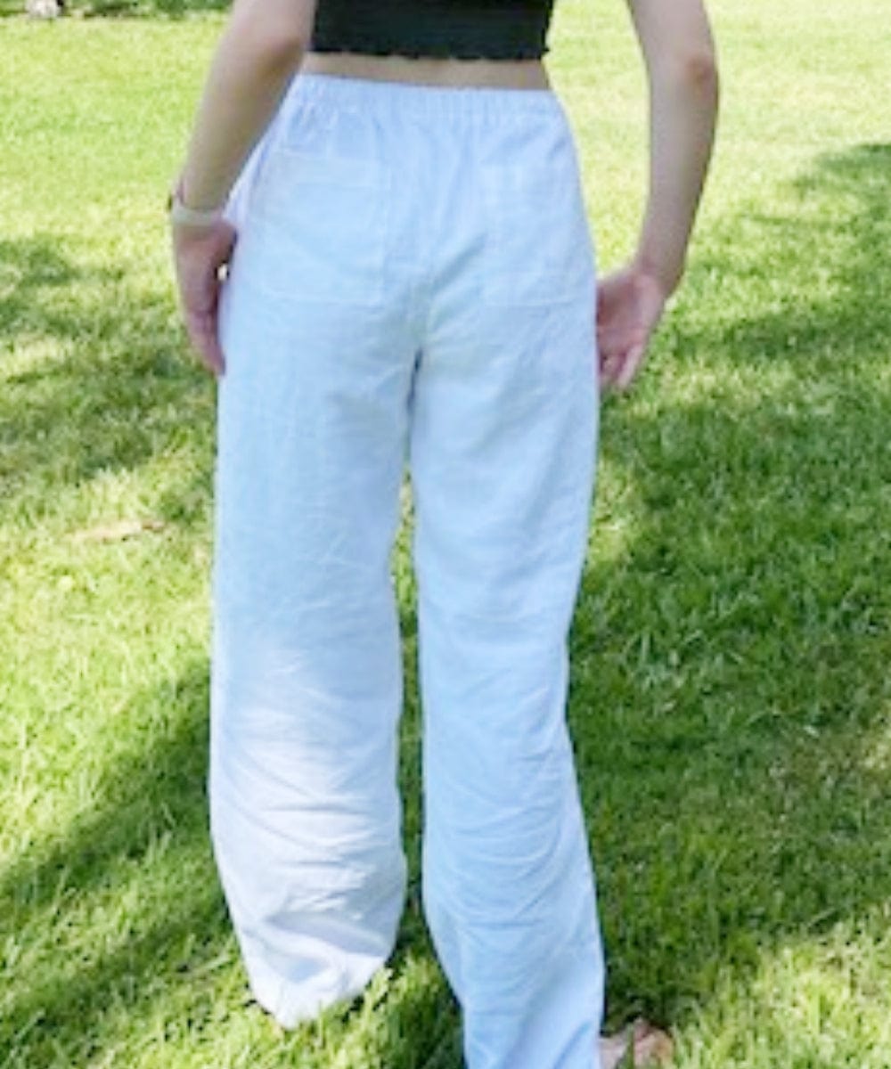 Weekday linen mix straight leg pants in off white