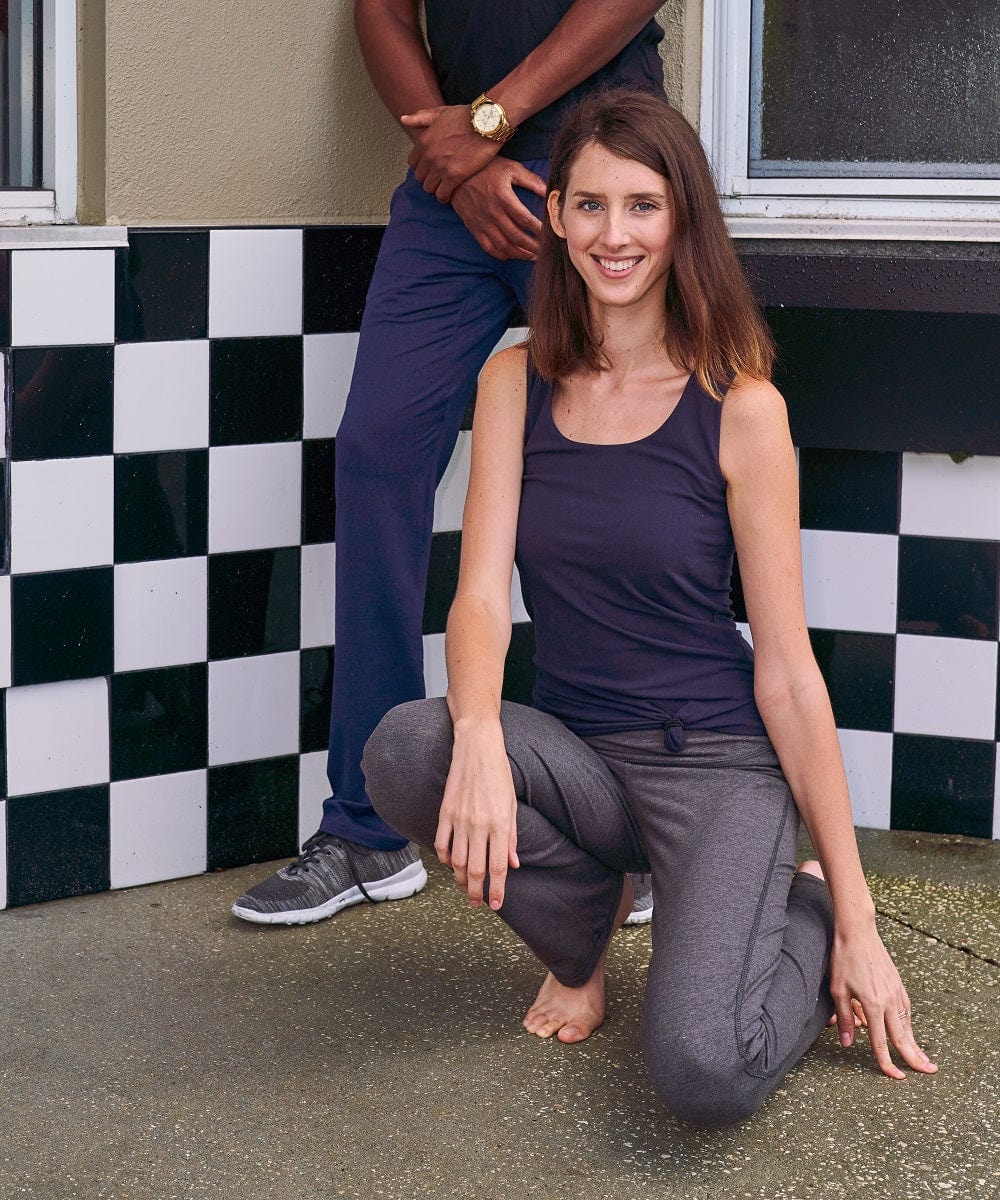 FORtheFIT womens-tall-athletic pants Ladies' Tall Yoga Pant - Tapered Leg, Mid Rise- Graphite Heather